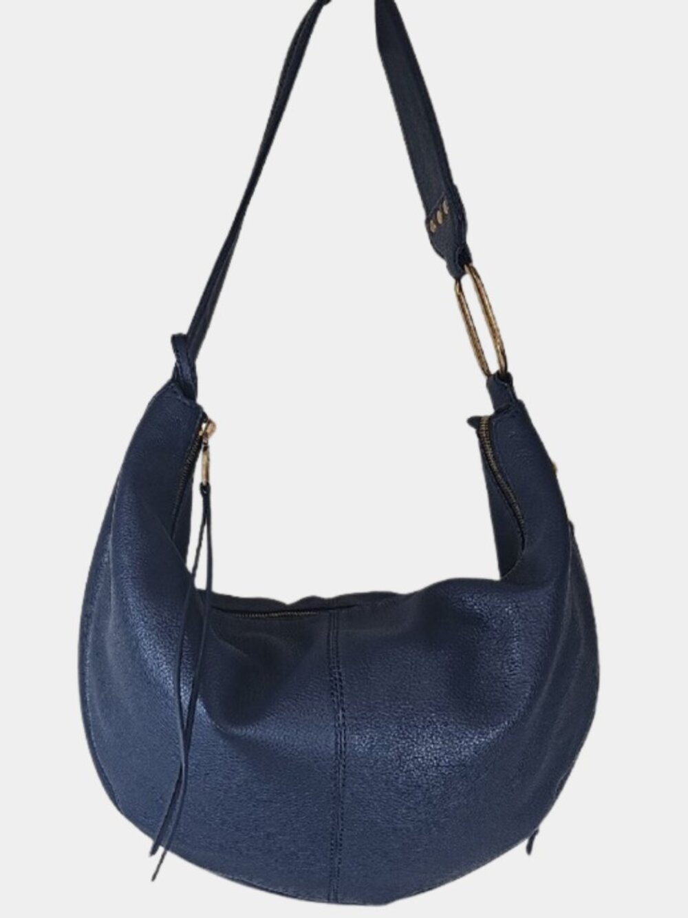 NWOT HOBO Chosen Navy Pebbled Leather Shoulder Bag Gold Hardware Boho Everyday